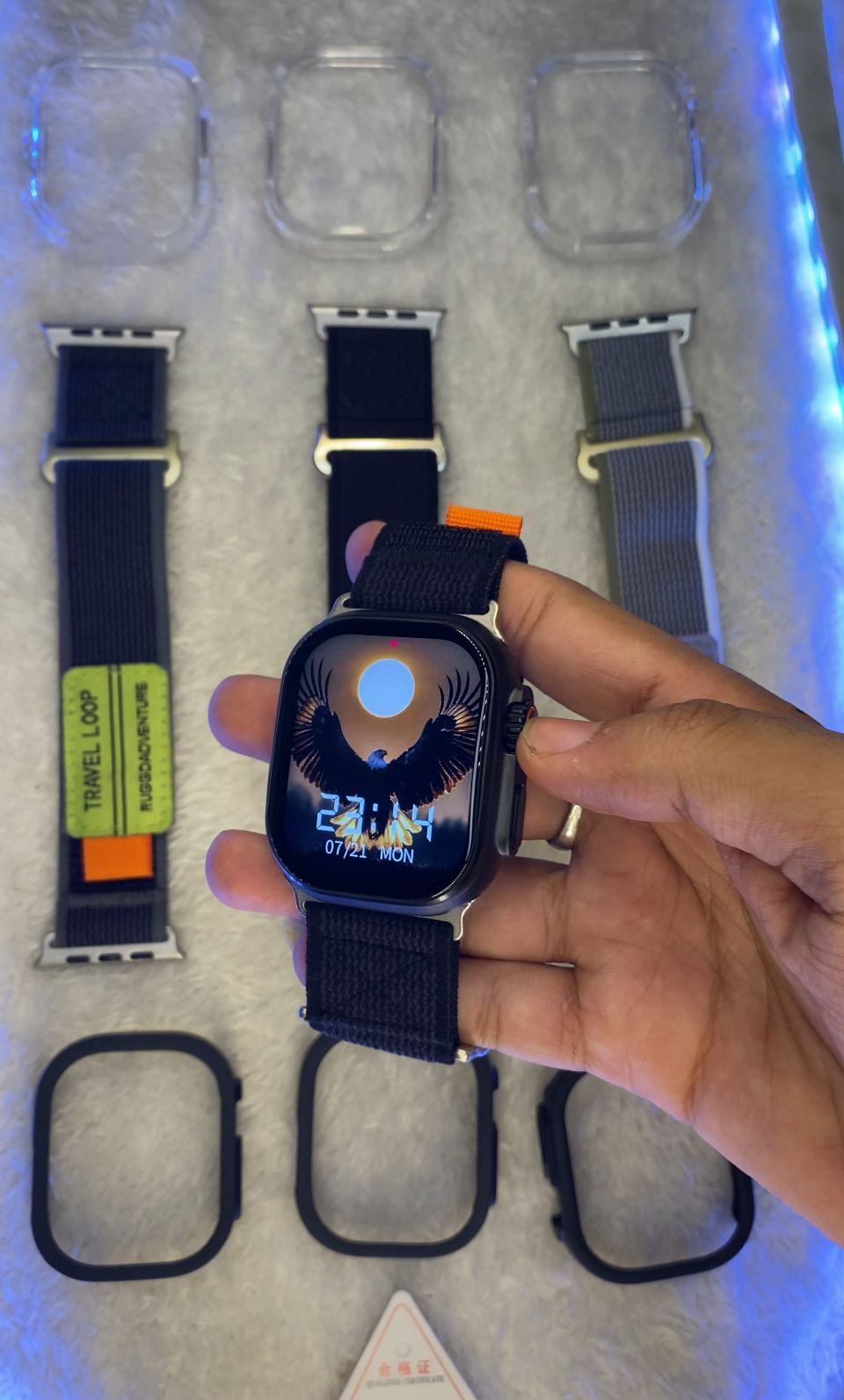 ساعه x10ultra3 + اوستيك قماش عالي + جراب ساعه
