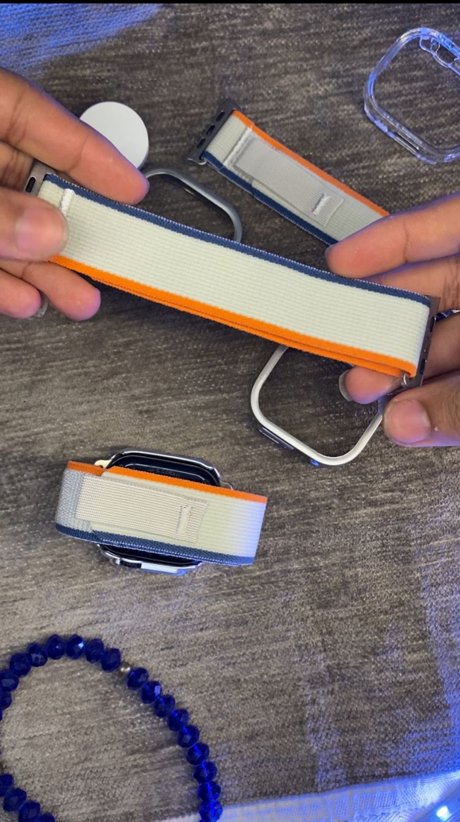 ساعه سمارت + اوستيك قماش مميز + جراب ساعه