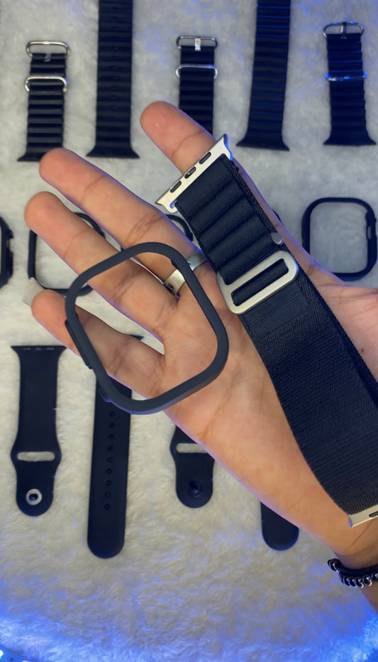 ساعه الترا + اوستيك قماش + جراب ساعه